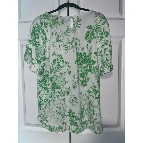 Southern Lady Women's Size L Green Floral Casual Shirt - Picture 5 of 7